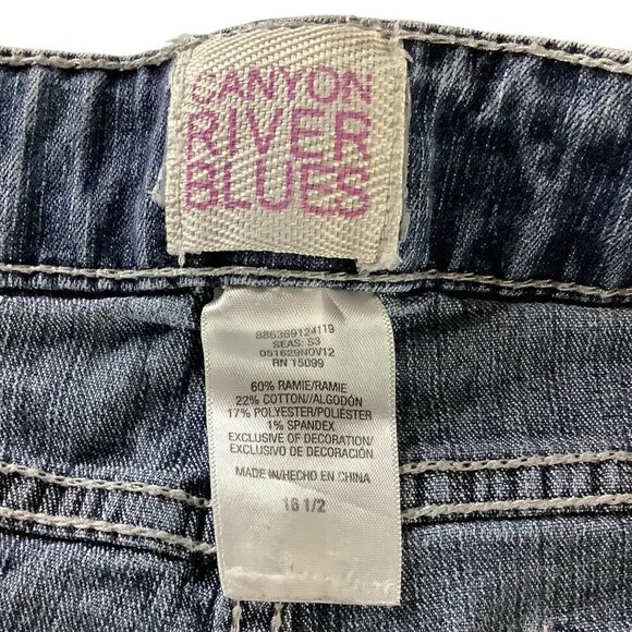 Girls Denim Bermuda Shorts Size 16 1/2 Rhinestone Detail Elastic Waist Band - Picture 3 of 13